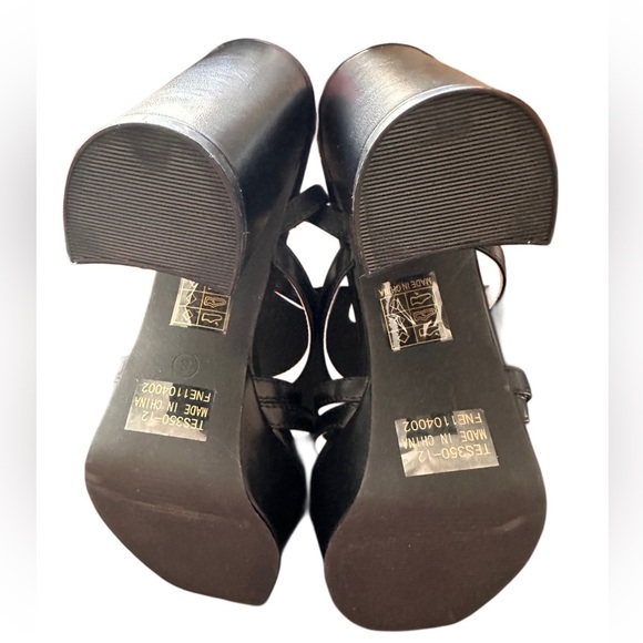 NEW CHUNKY PLATFORM HIGH HEEL ANKLE STRAP SHOES FOR WOMEN SIZE 8 BLACK - Picture 10 of 15